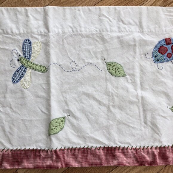 Kids White Cotton Embroidered Valance With Ladybug & Dragonfly Pattern - Picture 4 of 11